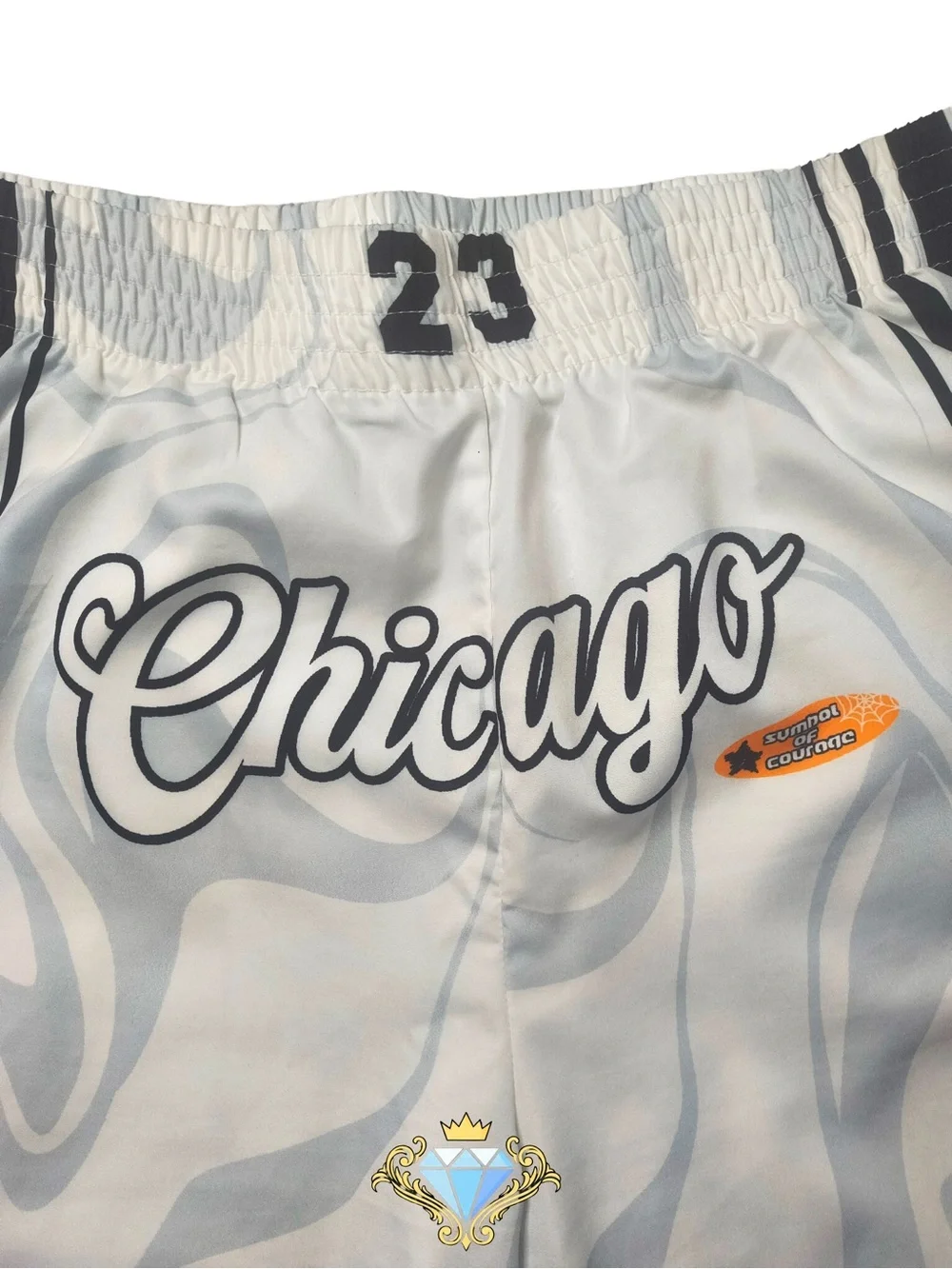 ROMWE Men’s Chicago 23 Graphic Mesh Shorts White Grey XL EUC Streetwear